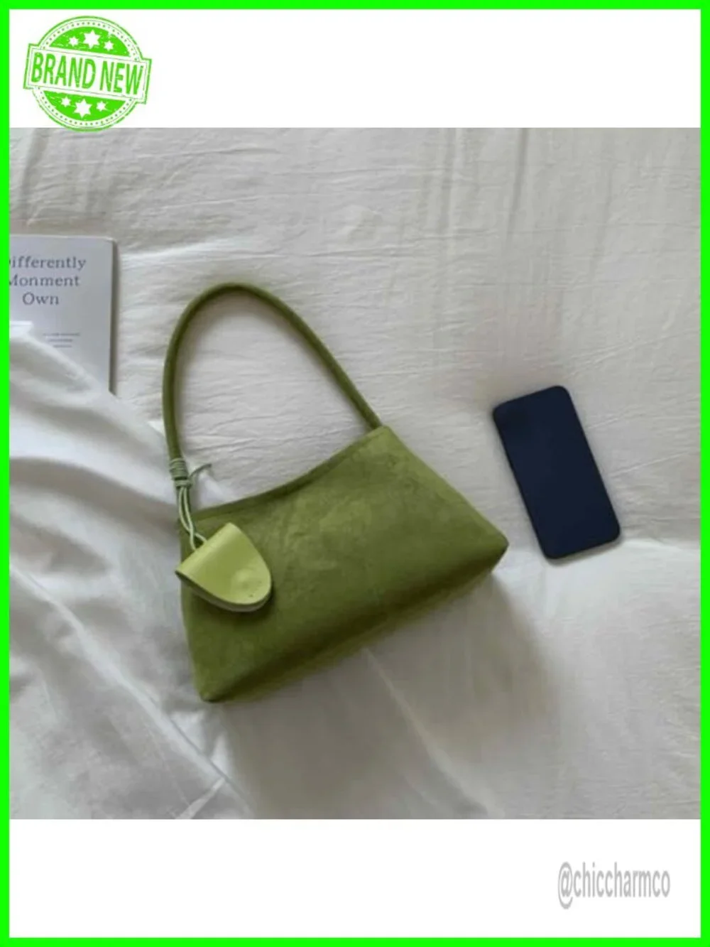 Faux Leather Suede Shoulder Bag Tote with Zipper Set